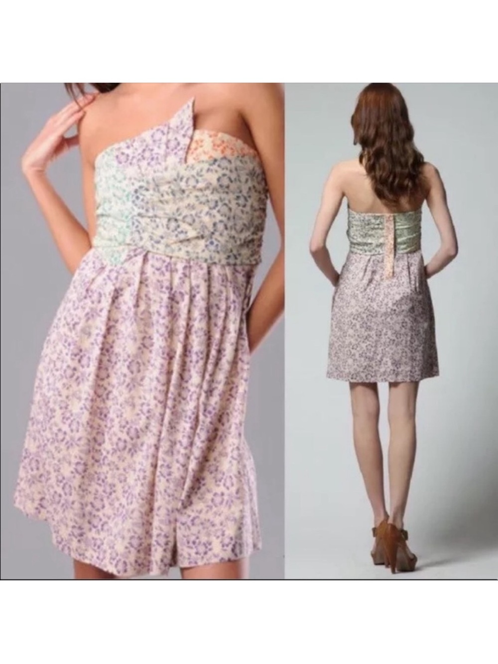 See By Chloe Hibiscus Floral Print Strapless Dress ASO Demi Lovato Size 4